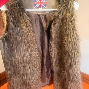 Miss London Brown Faux Fur Vest